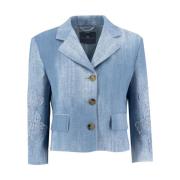 Ermanno Scervino Denim Effekt Blomapplikation Jacka Blue, Dam