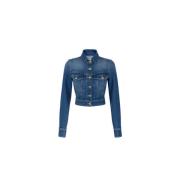 Elisabetta Franchi Smal Kort Jeansjacka Vintage Look Blue, Dam