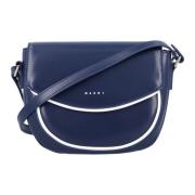 Marni Stilig Crossbody Flapväska med Logotyp Blue, Dam