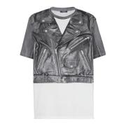 Balmain T-shirt med bikerjacktryck Black, Herr