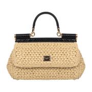 Dolce & Gabbana Raffia Crochet Sicily Handväska Brown, Dam