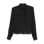 Wardrobe.nyc Polka Dot Sidenskjorta Black, Dam