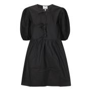 Ganni Poplin Tie String Mini Klänning Black, Dam