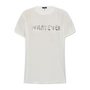 R13 T-shirt med tryck Beige, Dam