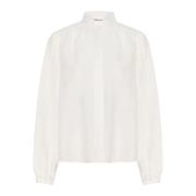 Karen by Simonsen Elegant vit blus med ståkrage White, Dam