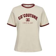 Co'Couture Burgundy Edgecc Tee T-Shirt Beige, Dam