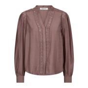 Co'Couture Spetsdetalj Skjortblus Old Rose Pink, Dam