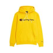 Champion Gul Broderad Script Logo Hoodie Yellow, Herr