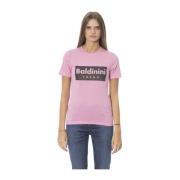 Baldinini Trendig T-shirt med fronttryck Pink, Dam