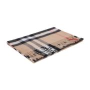 Burberry Lyxig Cashmere Scarf med Broderad Logo Beige, Dam