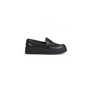 Clarks Svart läder Slip-On Moccasin Gummisula Black, Dam