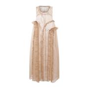 Cecilie Bahnsen Silk Organza Ruffle Flare Klänning Beige, Dam