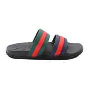 Gucci Web Stripe Slide Sandaler i Svart Multicolor, Herr