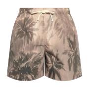 Palm Angels Badshorts med tryck Gray, Herr