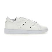 Kiton Vita Lädersneakers med Röda Sömmar White, Herr