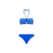 Roberto Cavalli Monogram Bikini med Halterneck Blue, Dam