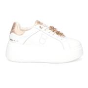 Tosca Blu Vita Läder Platform Sneakers med Strass Blomma White, Dam