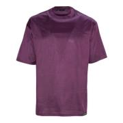 Low Brand Bordeaux Bomull T-shirt med Ribbad Halshals Purple, Herr