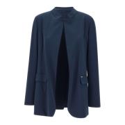 Kaos Blå Stretch Blazer med Mock Fickor Blue, Dam