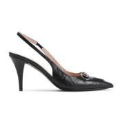 Gucci Svarta Läder Slingback Skor Black, Dam