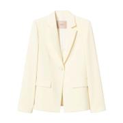 Twinset Crepe Blazer Vanilj Vit Klassiska Revers White, Dam