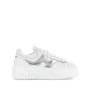 Hogan Vita Läder Sneakers Metallic Finish White, Dam