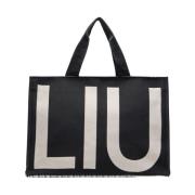 Liu Jo Svart Jacquard Monogram Shoppingväska Multicolor, Dam