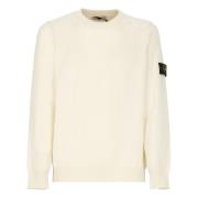 Stone Island Ivory Bomullströja med Logopatch Beige, Herr