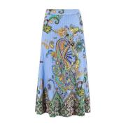 Etro Blommig Paisley Veckad Midi Kjol Multicolor, Dam