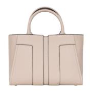 Elisabetta Franchi Beige Shopper Väska med Logotyp Gray, Dam