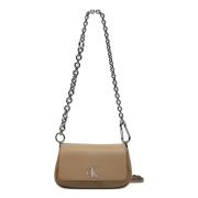 Calvin Klein Beige Axelväska med Klickfäste Beige, Dam