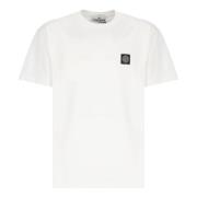 Stone Island Vit Bomullst-shirt med Logopatch White, Herr