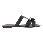 Salvatore Ferragamo Båge Gummisandaler med Gyllene Plakett Black, Dam