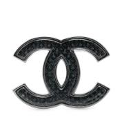 Chanel Vintage Pre-owned Metall broscher Black, Dam