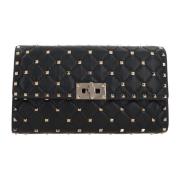 Valentino Garavani Svart Quiltad Clutch med Kedja Black, Dam