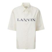 Lanvin Kortärmad bomullsskjorta med logotyp Beige, Dam