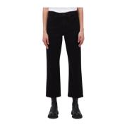 7 For All Mankind Högmidjade straight leg jeans Black, Dam