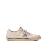 Golden Goose Sneakers i slitstarkt canvas med glitterdetaljer Beige, D...