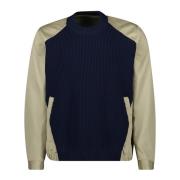 Sacai Marinblå & Khaki Bomullsweater Blue, Herr