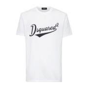 Dsquared2 Vit Bomullstryck Crew Neck T-shirt White, Herr