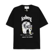 Iceberg Svart Logotryck Crew Neck T-shirt Black, Herr