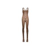 Roberto Cavalli Leopard Print Sleeveless Jumpsuit Brown, Dam