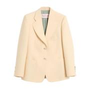 Valentino Garavani Gul ytterkläder blazer Pantera Logo Beige, Dam