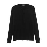 Tom Ford Svart Henley Hals Polo Skjorta Black, Herr