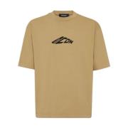 Dsquared2 Logo Print Beige Bomull T-shirt Beige, Herr