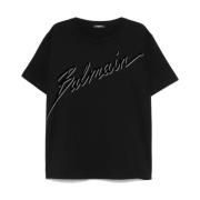 Balmain Svart Crew Neck T-shirts och Polos Black, Herr