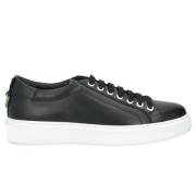 Les Hommes Svarta läder lågtoppsneakers Black, Herr