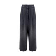 Golden Goose Denim Wide Leg Jeans Black, Dam