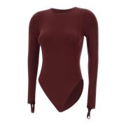 Andrea Adamo Burgundy Jersey Bodysuit med Cut-Out Detalj Red, Dam