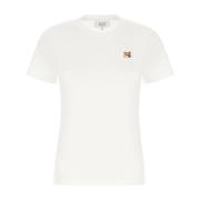 Maison Kitsuné Avslappnad Bomull T-shirt för Män White, Dam